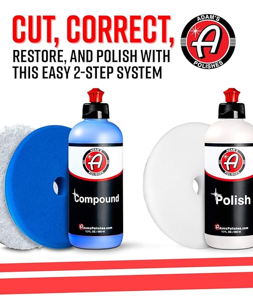 Adam's Polishes 2-Step Polishing System 12oz Combo - Silicone-Free, Body Shop Safe Formula - Quick, Professional Correcting and Polishing Results for Clear Coat, Gel Coat, Single Stage Finishes