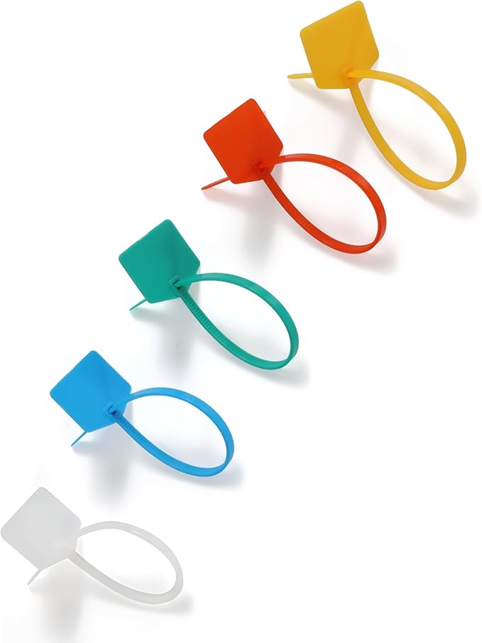 6 in Marker Nylon Cable Ties, Plastic Water Proof Tags, Self-Locking Written-on Cable Marker, Security Seals Label for Cabling, Wire Marking Label, Shipping Hanging Tags - Mulit colors/ 100pcs