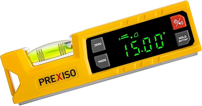 PREXISO Digital Level & Digital Protractor, 7 inch Angle Finder 0-90° & 0-180° Range, Electronic Bubble Inclinometer with Magnetic V-Groove & Audio Indicator for Woodwork, Saw & Home Drainage Leveling