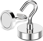 MIKEDE Magnetic Hooks, 80 Lbs Heavy Duty Earth Magnets with Hooks for Cruise Cabin, 10 Pcs Strong Locker Magnetic Hooks for Hanging, Metal Magnetic Hanger for Classroom, Grill, Fridge, Kitchen