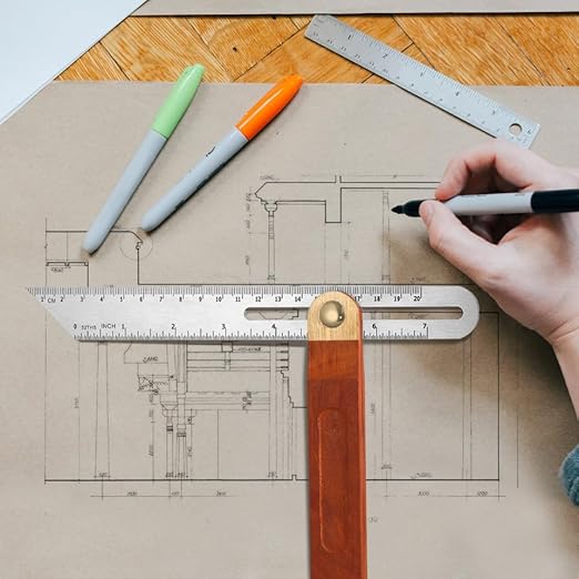 DOITOOL 1PCS 9 Inch Sliding T-Bevel Gauge Woodworking T Bevel Angle Finder with Hardwood Handle and Metric Marks