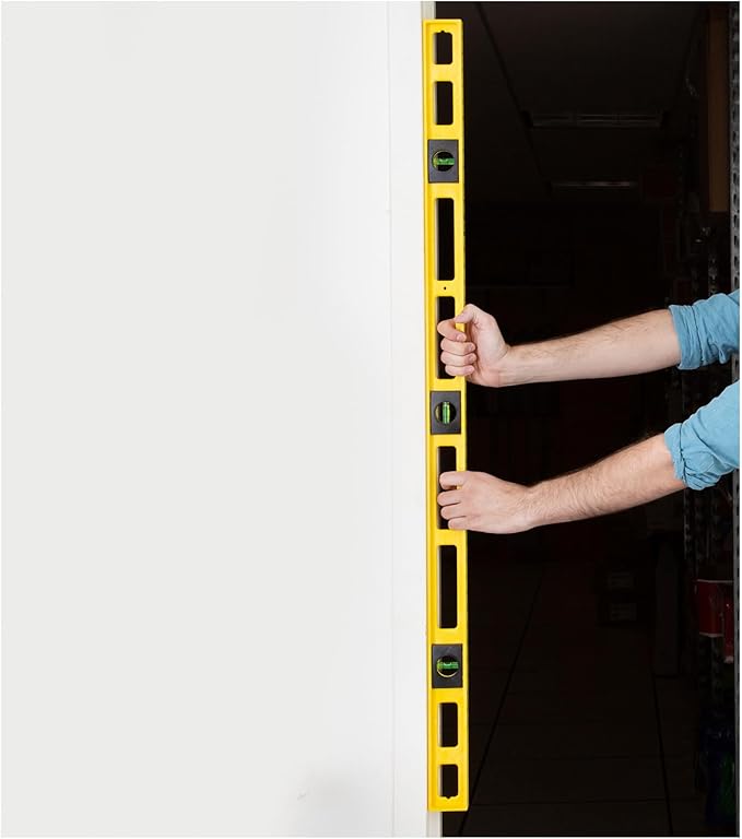 Mayes 10102 Polystyrene 4ft Level, 48 Inch Level Made in the USA, Contractor, Plumber, and Carpenter Tools, Impact Resistant Frame, Three Vials, Accurate to .001 Inch, Won’t Scratch Work Surfaces