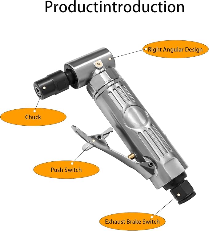 1/4"" Pneumatic Die Grinder with 22 Grinding Discs, 90° Angle Air Die Grinder, Precision Grinder for Polish Finish Burr Rust Paint Removal, X2K-57U-BVY683