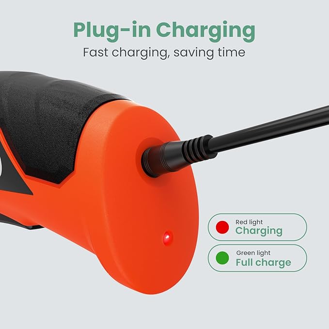 VLOXO Electric Scissors, Cordless Cardboard Cutter Power Box Cutter with Safety Lock, Multi-Cutting Tools for Cardboard, Rechargeable Mini Scissors for Plastic Leather Canvas with Storage Box Orange