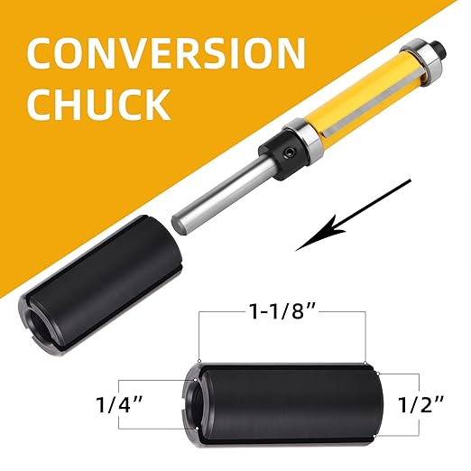 1-1/2 Inch Flush Trim Top and Bottom Bearing Router Bit 1/4-Inch Shank