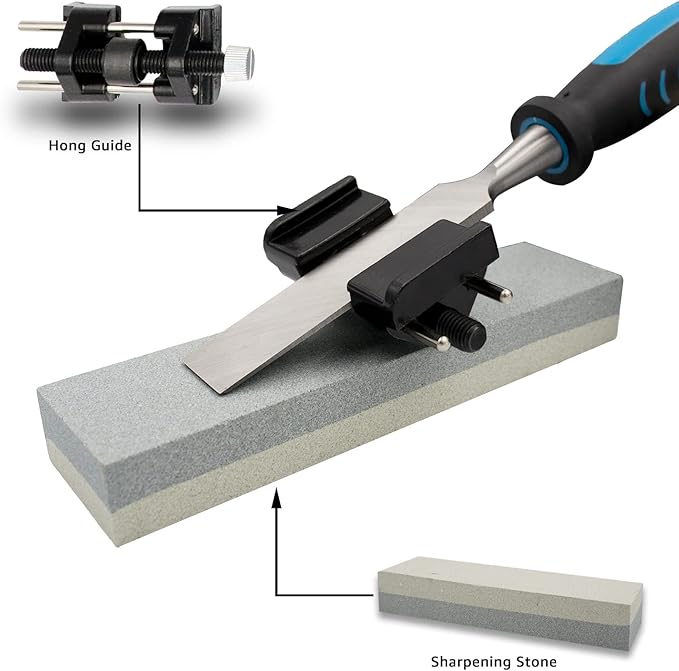 Amazon Basics 8-Piece Wood Carving Chisel Set with Honing Guide, Sharpening Stone and Storage Case, 1/4" - 1-1/2"