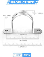 24Pcs 1 3/8 Inch (35mm) 304 Stainless Steel Conduit Clamps, U-Tube Strap Pipe Clamp 2 Hole Strap U Bracket Rigid Pipe Metal Conduit Strap Tension Clips U-tube Clamp