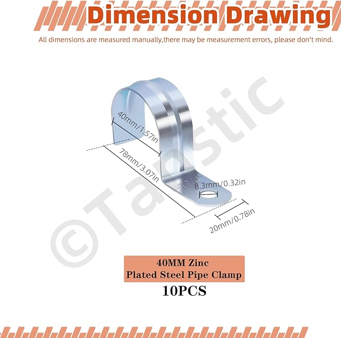 Tanstic 30Pcs 1-1/4 Inch EMT Pipe Strap Zinc Plated Steel One Hole Strap Conduit Clamp Rigid Pipe Strap for Pipe Fixing
