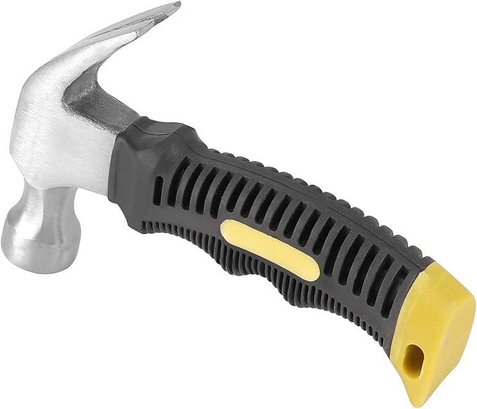 4 Pack 8 Oz Stubby Claw Hammer, Multifunction Small Mini Hammer, Bright Polished Head and Soft Comfort Grip Handle, Non Slip Nail Hammer for Household DIY Maintenance