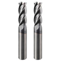 2 Pcs 3/8" Carbide Square End Mill, 4 -Flute TIALN Coated CNC Mill Bits for Steel, Alloy Steels, Hardened Steel, End Mills for Precision Milling Tasks, DIYers & Professionals