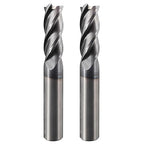 2 Pcs 3/8" Carbide Square End Mill, 4 -Flute TIALN Coated CNC Mill Bits for Steel, Alloy Steels, Hardened Steel, End Mills for Precision Milling Tasks, DIYers & Professionals