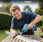 Seesii Reciprocating Saw Cordless, Variable Speed 3500 RPM Brushless Motor with 8 Saw Blades, 2 x 4.0Ah Batteries, LED Light, Tool‑Free Blade Change, Portable for Wood PVC Cutting