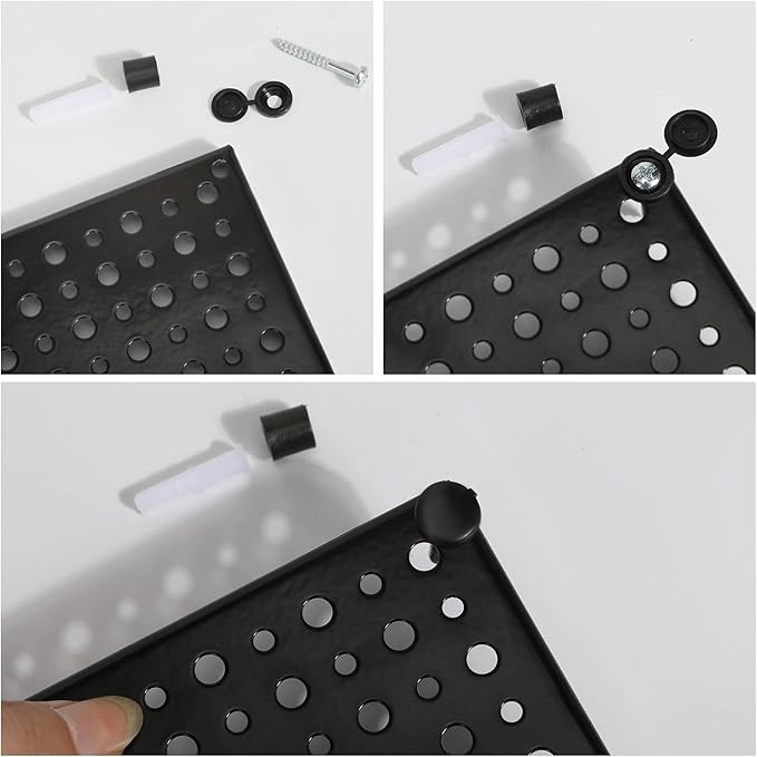 Pegboard Rack Garage Storage Steel Horizontal Peg Board Pack,Steel Pegboard Heavy Duty- 4 Pack 16-Inch X 16-Inch Metal Peg Board Tool Organization Panels(Black)