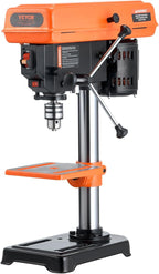 VEVOR 8 in Benchtop Drill Press, 2.3A Induction Motor, Tabletop Drilling Machine with 750/1140 / 1740/2340 / 3200 RPM Adjustable Speed, 0-45° Tilting Worktable, LED Work Light, for Wood Metal