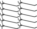 HARFINGTON 10pcs Pegboard Shelving Hooks 6" Stainless Steel Peg Board Display Hook Hanging Holders Wall Mount Organize Tools for Workbench Garage Kitchen Store, Black
