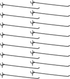 HARFINGTON 25pcs Pegboard Shelving Hooks 12" Stainless Steel Peg Board Display Hook Hanging Holders Wall Mount Organize Tools for Workbench Garage Kitchen Store, Black