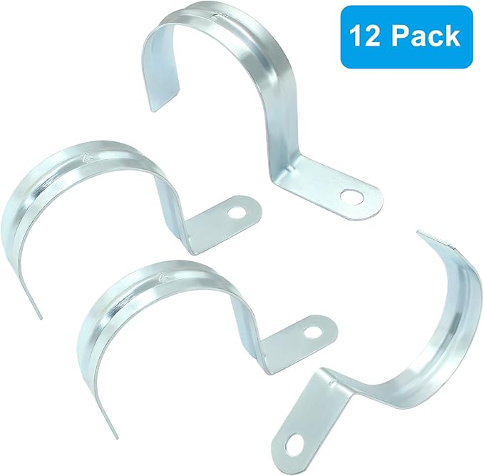 Biaungdo 12 Pcs M63 Rigid Pipe Strap, 2-1/2 Inch Zinc Plated Steel One Hole Strap Bracket Pipe Clamps Heavy Duty Conduit Clamps Tension Tube Clip Cable Clamp Hanger for Conduit, Pipe Fixing