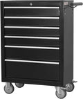 6-Drawer Rolling Tool Chest Cabinet, Large Capacity Metal Tool Box with Wheels and Keyed Locking, Roll Around Storage Organizer Tool Cart for Garage, Warehouse, Work Shop (Black)