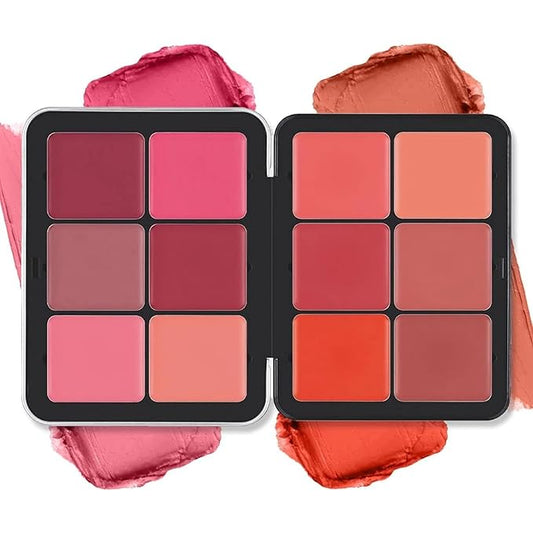 12 Colors Blush Palette,Highlighter Blush Powder Makeup,Long-Wearing,Smudge Proof,Natural-Looking,Blendable Cruelty-Free Matte Finish,Contour and Highlight Blush Palette Face Cosmetics Makeup-VeraVaultWomen