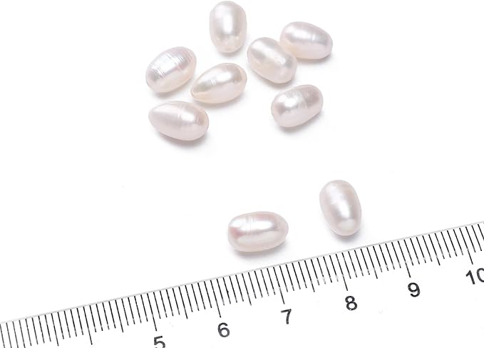 Natural Pearl Beads Rice 6-7mm White Freshwater Cultured Loose Gemstone Beads for DIY Jewelry Making 13.8''/Strand HQ