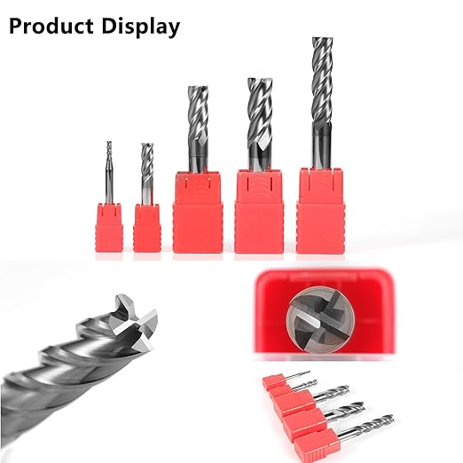 1/8" Carbide End Mill Bits Set for Alloy & Hardened Steels - Hrc55 Micro Grain, 4-Flute Milling Cutter with AlTiN Coating, CNC Router Bits, High-Performance Milling Bits