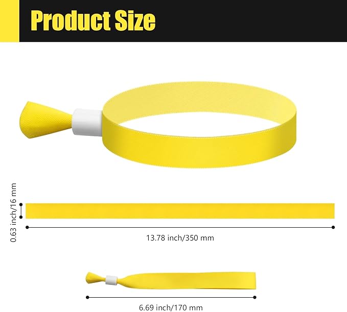 100 Pcs Cloth Event Wristbands, Event Wristbands, Colored Wrist Bands for Events, for Lightweight Concert Wrist Strap for Activities, Party Bracelets for Events (Color : Yellow)
