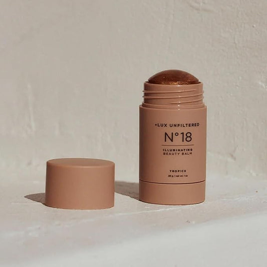 '+ Lux Unfiltered N°18 Illuminating Beauty Balm - Cream Bronzer Stick with Mango Butter - Buildable and Blendable Bronze Blush Stick - Vegan & Cruelty Free - Tropics (A Sheer Wash of Bronze)