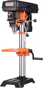 VEVOR Benchtop Drill Press, 3.2 Amp and 5-Speed Adjustable Drill Press with 10 in Swing, Cast Iron Frame, Worktable Tilts 0-45°, Ideal for Drilling Wood & Metal