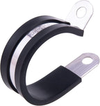 HOLYBEAR 1-1/4 Inch Stainless Steel Cable Clamp, Rubber Insulated Metal Conduit Wire Holder Strap Clips for Pipe, Tube, Hose Bracket (32mm, 12pcs)