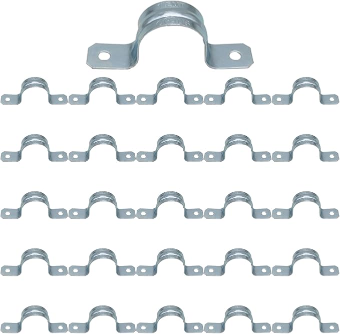 1" 25PCS Zinc-Plated Steel Pipe Clamps, Conduit Clamps, U Bracket Tube Clips, for EMT Conduit Installations