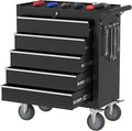 5-Drawer Rolling Tool Chest with Wheels, Metal Tool Box, Large Capacity Tool Storage Cabinet with Keyed Locking, Tool Organizer Box for Garage, Workshop, Warehouse -Black