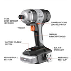 Litheli 20V Cordless Impact Driver Kit, 1593 in-lbs Max Torque, 1/4 in. Hex Power Drill/Driver Set with Battery (Charger not included)