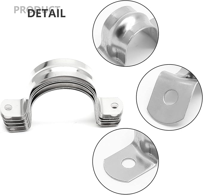 10Pcs 2 Inch Stainless Steel Large Conduit Clamps, Two Hole Strap U Bracket Rigid Pipe Strap Metal U Clamp Conduit Strap Tension Clips U-tube Clamp Heavy Duty