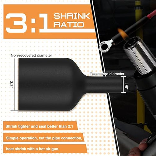 1/8'' Heat Shrink Tubing, 50 Ft 3:1 Waterproof Heat Shrink Tubing Roll, Marine Grade Adhesive Lined Heat Shrink Tube for Wire Insulation,UL Listed and RoHS Compliant Red