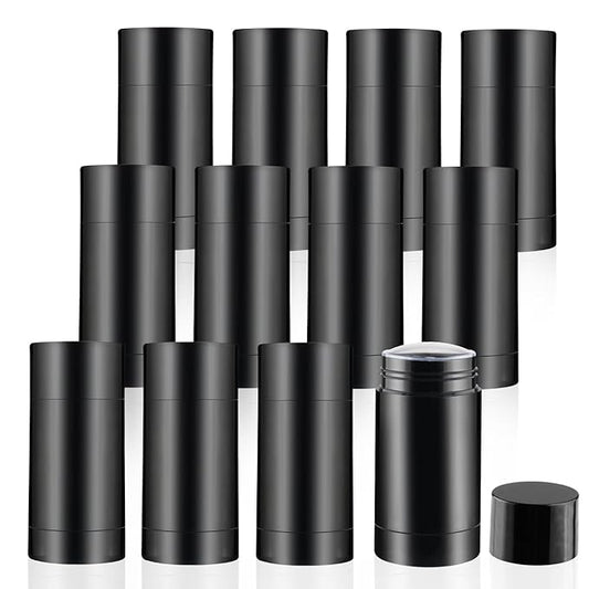 12 Pieces 15g Black Plastic Deodorant Containers,Empty 1/2 oz Travel Lip Balm Tubes,Refillable Twist-UP Solid Perfume Tubes,Lipstick Tubes for DIY-VeraVaultWomen