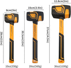 BOOSDEN Rubber Mallet Set, 3-Pack 10 oz 20 oz and 36 oz, With Hook, Solid Head & Ergonomic Grip Handle, Soft Face Hammer for Flooring, Woodworking