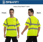 High Visibility Class 3 T Shirts，Hi Vis Safety Shirts with Reflective Strips and Pocket, Short Sleeve Quick Dry Mesh Construction Work Shirt for Men/Women Lime,4XL