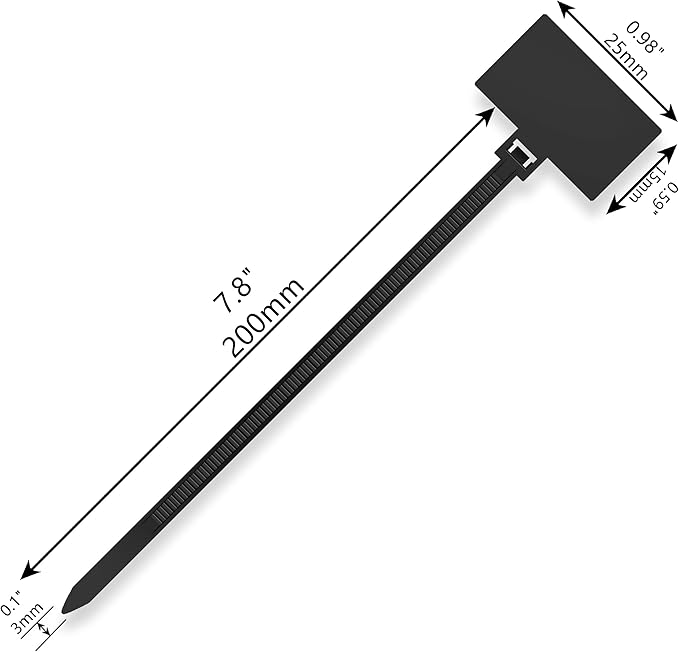 Cable Zip Tie with Tag,Wire Zip Ties with Label,200 Pcs 8 inch Plastic Nylon Cable Ties,Multi Color Self-Locking Write on Tie Wraps