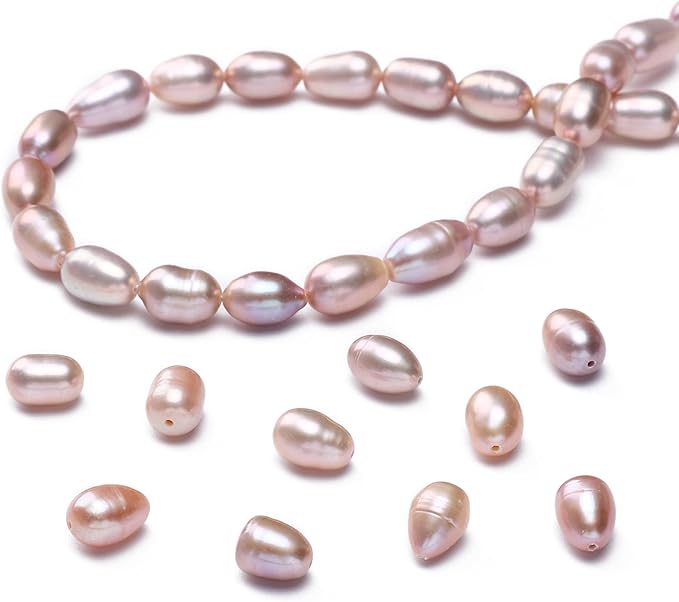 Natural Pearl Beads Rice 6-7mm Purple Freshwater Cultured Loose Gemstone Beads for DIY Jewelry Making 13.8''/Strand HQ