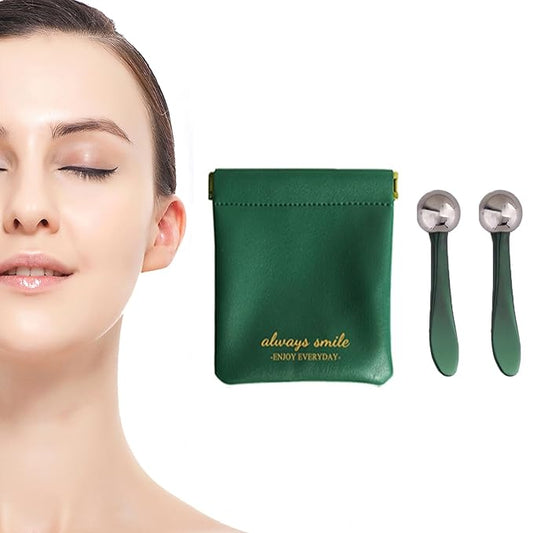 2 in 1 Roller Eyes Cream Applicator Wand and T-Shape Massager Tool for Facial Massage, Reduce Puffiness (Green-1)-VeraVaultWomen