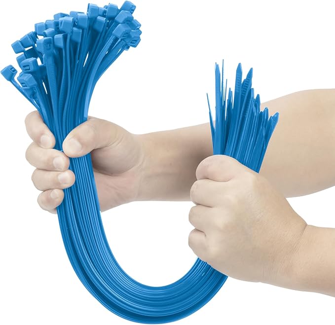 XINGO Blue 16 Inch Zip Ties Heavy Duty 100 Pack, 200 LBS Ultra Strong Plastic Wire Ties, Large Cable Ties Extra Long Tie Wraps, Indoor and Outdoor UV Resistant