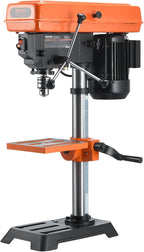 VEVOR 10 in Benchtop Drill Press, 6.2A Induction Motor, Tabletop Drilling Machine with 610/940 / 1500/2150 / 2800 RPM Adjustable Speed, 0-45° Tilting Worktable, LED Work Light, for Wood Metal