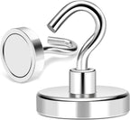 MIKEDE Magnetic Hooks Heavy Duty, 150LB+ Strong Neodymium Magnets with Hooks for Refrigerator, Large Magnetic Hooks with Epoxy Coating for Hanging, Home, Workplace - 10 Pack