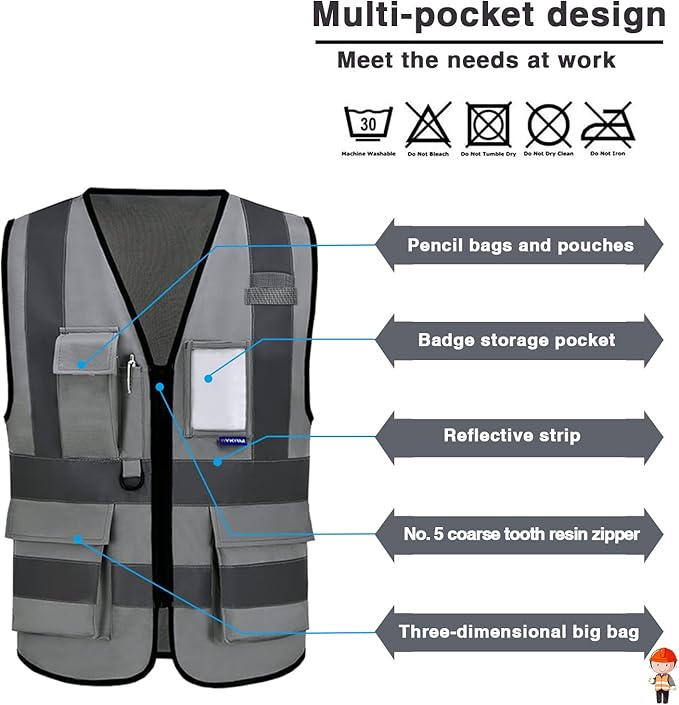 A-SAFETY grey working vest