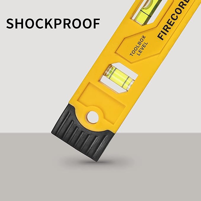 Firecore 2pcs Magnetic Torpedo Level, 9-Inch Shockproof Toolbox Level with 3 Bubble Spirit Level 45 90 180 Degree