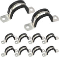 10PCS Reinforced Rigid Pipe Strap Clamp 1-1/4 Inch Conduit Clamp with Rubber Straps, Pipe Brackets for Mounting 2 Hole U Clamps Brackets Strap Hanger Tube Tension Clips Heavy Duty