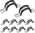 10PCS Reinforced Rigid Pipe Strap Clamp 1-1/4 Inch Conduit Clamp with Rubber Straps, Pipe Brackets for Mounting 2 Hole U Clamps Brackets Strap Hanger Tube Tension Clips Heavy Duty