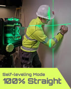 LG-3D Laser Level Self Leveling 3x360°, 3D Green Beam Cross Line Laser for Construction and Picture Hanging, 2 Rechargeable Batteries (20 Hrs), Magnetic Liftable Stand Included, Green