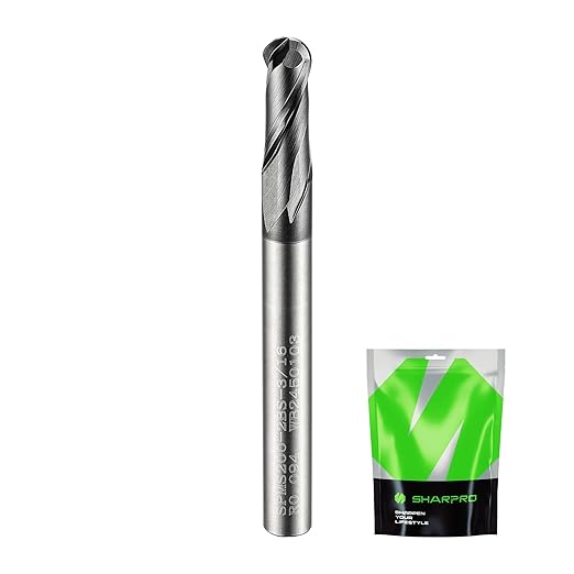 Carbide Ball Nose End Mill 2 Flute 3/16 Inch SHK. and Cutting Dia. 3D Carving, High-Speed and Deep Cutting, AlCrN Coated, Apply for Alloy Steel, Stainless Steel and Various Cast Iron.