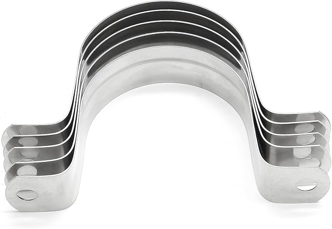 10Pcs 2 Inch Stainless Steel Large Conduit Clamps, Two Hole Strap U Bracket Rigid Pipe Strap Metal U Clamp Conduit Strap Tension Clips U-tube Clamp Heavy Duty